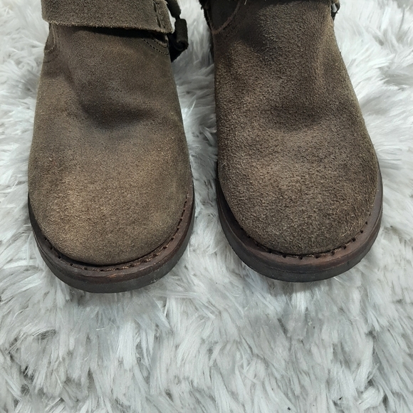 Bussola Suede Moto Ankle Boots Size 37 Green/Brown - Picture 5 of 11